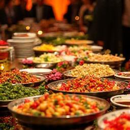 Colorful Chinese cuisine catering buffet