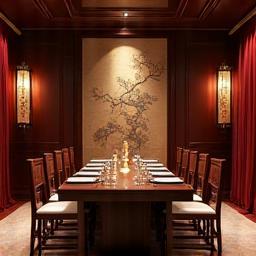 Luxurious private dining room with traditional decor